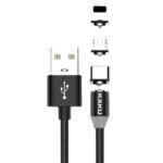 KAKU Magnetic 3in1 kábel USB - Lightning / USB-C / Micro USB 3A 1m, fekete (KSC-320)