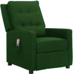 vidaXL Fotoliu de masaj cu ridicare, verde închis, material textil (3093347)