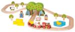 Bigjigs Toys Trenuletul de la ferma, 44 piese, 47.8 x 45.7 x 17.8 cm (BJT036) Trenulet