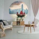 WallArt Tapet în formă de cerc Skyline with Junk Boat, 190 cm WPC-WA01 (440349)