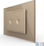 LIVOLO Intrerupator dublu cap scara-cap cruce Livolo wireless cu touch rama din sticla Auriu (vl-fc2sr-3ap-13)