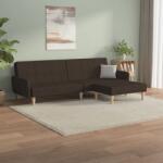 vidaXL Canapea extensibilă 2 locuri, cu taburet, maro închis, textil (3080712) Canapea