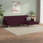 vidaXL Canapea extensibilă 2 locuri, cu taburet, violet, textil (3080718) Canapea