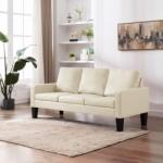 vidaXL Canapea cu 3 locuri, crem, piele ecologică (288765) Canapea