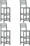 vidaXL Scaune de bar, 4 buc. , gri, lemn masiv de acacia (312418)