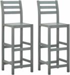 vidaXL Scaune de bar, 2 buc. , gri, lemn masiv de acacia (312417)