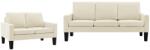 vidaXL Set de canapele, 2 piese, crem, piele ecologică (3056681) Canapea