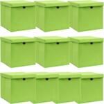 vidaXL Cutii depozitare cu capace 10 buc. verde, 32x32x32 cm, textil (288372)