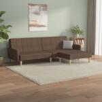 vidaXL Canapea extensibilă 2 locuri, cu taburet, gri taupe, textil (3080717) Canapea