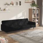 vidaXL Canapea extensibilă cu 2 locuri, negru, microfibră (340681) Canapea