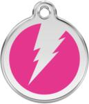 Red Dingo Rozsdamentes villám mintás acél biléta hot pink - dogshop