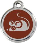 Red Dingo Rozsdamentes egér mintás acél biléta barna - dogshop