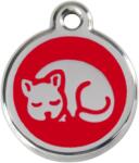 Red Dingo Rozsdamentes cica mintás acél biléta piros - dogshop