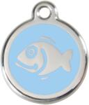 Red Dingo Rozsdamentes hal mintás acél biléta világoskék - dogshop