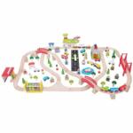 Bigjigs Toys Circuit auto si feroviar (125 piese) Trenulet