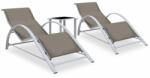 vidaXL Șezlonguri de plajă, 2 buc. , cu masă, gri taupe, aluminiu (310538) - comfy
