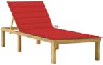 vidaXL Șezlong cu pernă roșie, lemn de pin tratat (3065855) - comfy