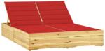 vidaXL Șezlong dublu cu perne roșii, lemn de pin tratat (3065975) - comfy