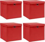 vidaXL Cutii depozitare cu capace, 4 buc. , roșu, 32x32x32 cm, textil (288362)