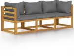 vidaXL Canapea de grădină 3 locuri cu perne, lemn masiv acacia (3057607) - comfy