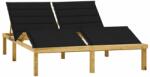vidaXL Șezlong dublu și perne negre, lemn de pin tratat (3065901) - comfy