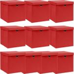 vidaXL Cutii depozitare cu capace, 10 buc. , roșu, 32x32x32 cm, textil (288364)