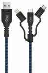 GOUI Cablu de date Goui G-3IN1 Tough, USB - Lightning/ MicroUSB/USB Type-C, 1.5m, Albastru/Negru