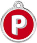 Red Dingo Rozsdamentes P betű mintás acél biléta - dogshop