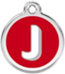 Red Dingo Rozsdamentes J betű mintás acél biléta - dogshop