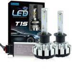 TechStar Set 2 LED-uri Auto Techstar® T1S, H1, 35w, 8000 Lumeni, 6000K, AUTO, 12-24 Volti, CREE, Canbus, Radiator Aluminiu