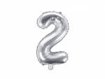 PartyDeco Балон от фолио Mini - число 2 сребърен 35см