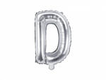PartyDeco Балон от фолио Mini - Буква D 35см сребърен