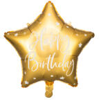 PartyDeco Балон от фолио звезда - Happy Birthday със звезди 40 см