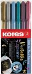 Kores Set 6 markere permanente Kores, varf tip pensula, culori metalice (KS992532)