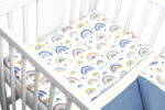 Baby Nellys 2-dílné lenjerie de pat din bumbac - Curcubeu, pastel cu imprimeu/albastru Lenjerii de pat bebelusi‎, patura bebelusi